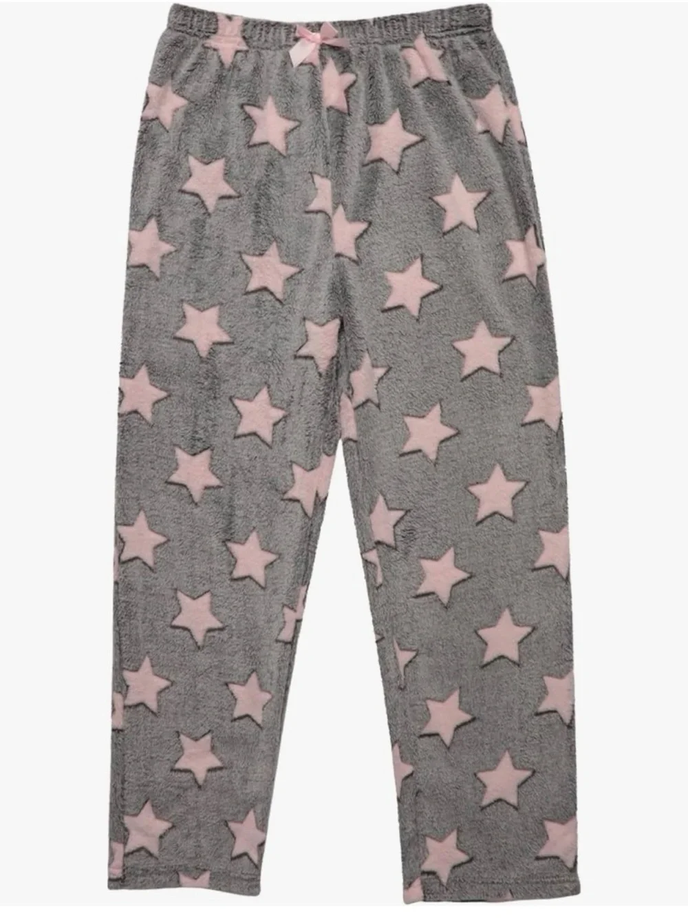 NWT Just Love Gray Plush Pajama Pants with Pink Stars